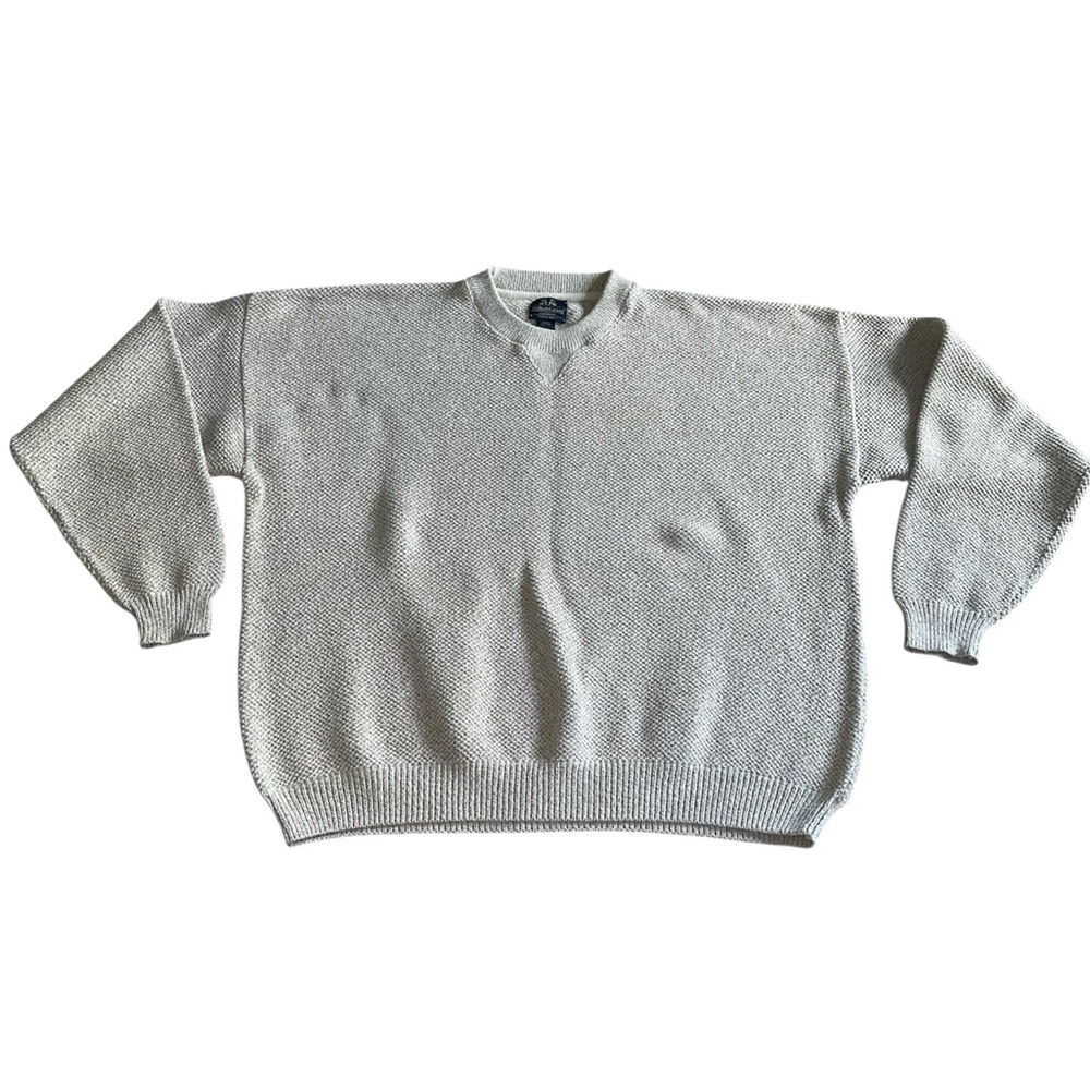 Vintage Willis And Geiger Knit Sweater Mens XL Cream Crewneck 100% Cotton